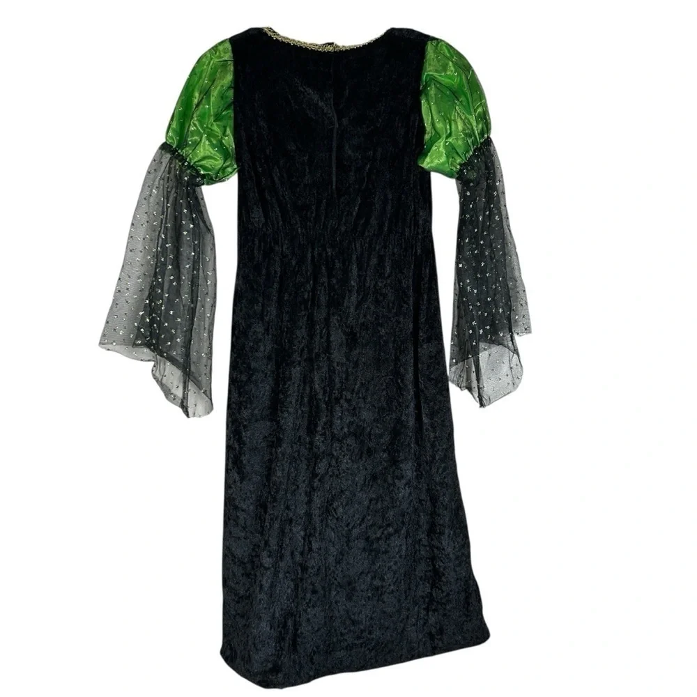 Wicked Elphaba Green Witch Costume Dress Kids Sparkle Halloween Gown - Picture 2 of 6